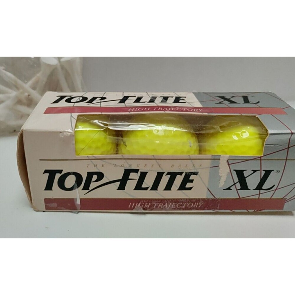 Top Flite XL High Traject High Vis Yellow Golf Ball. 1 Pk of 3 Balls & 15 Tees